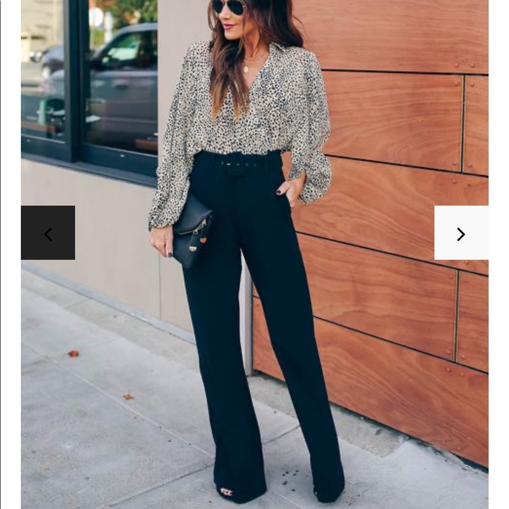 SUPERIOR POCKETED BELTED WIDE LEG TROUSERS - BLACK